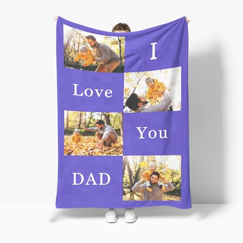 Personalised Blanket, Custom Blanket, Personalised Photo Blanket,Customized Flannel Blankets for Father, Mom, Lover, Kids, Friends, Pet, Birthday, Christmas - Personalised Gifts for Women Men.