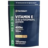 Vitamin E Capsules 400iu | 120 Softgels (4 Months Supply) | Highly Absorbable VIT E as Alpha Tocopheryl Acetate | High Strength Cell Protection from Oxidative Stress | Easy to Swallow | By Horbaach