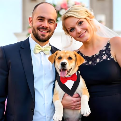 GEEHUA Fliege für Hunde - Hochzeitsbandana mit Fliege für kleine Hunde, verstellbar für Haustierhunde
