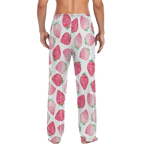 Watercolor Strawberry Pajama Pants Fruit Men's Pajama Bottoms Lounge Sleepwear PJs Casual Sleep Pants S2