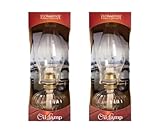 Florasense 9.5 Inch Glass Oil Lamp, Vintage Hurricane Lanterns, Clear Glass Kerosene Lamp - Pack of 2