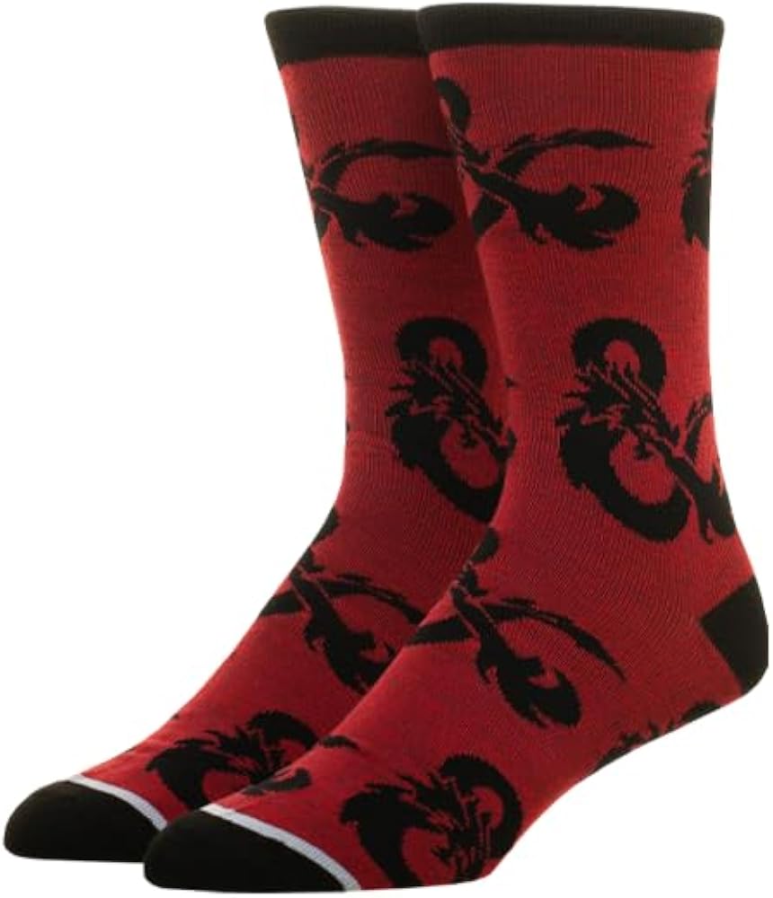 Bioworld Dungeons & Dragons Printed Red Crew Socks for Men