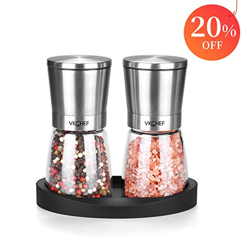 Salt and Pepper Grinder Set Adjustable Coarseness Ceramic Pepper Grinder,Mother's Day Kitchen Gift