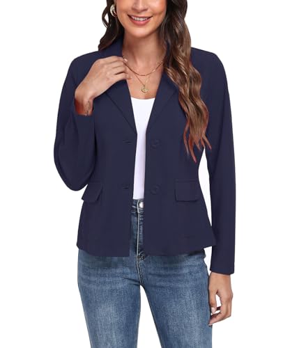 Womens Blazer Casual Long Sleeve Button Notch Lapel Work Office Business Blazers Jackets with Pockets