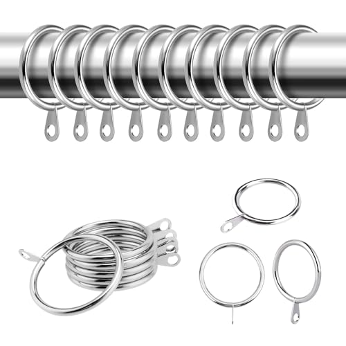 50 Pack Metal Curtain Rings With 38mm Internal Diameter for Drapery and Rods - Sliding Eyelet Hanging Rings, Silver Finish