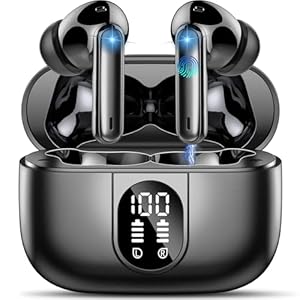 Wireless Earbuds, Bluetooth 5.3 Headphones In Ear with 4 ENC Noise Cancelling Mic, 40H Playtime Bluetooth Earphones, Mini Deep Bass Stereo Ear Buds, IP7 Waterproof Wireless Headphones, LED Display