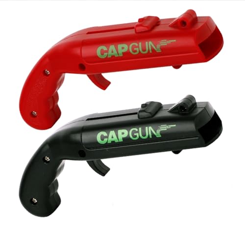 bottle cap shooting gun - Fun bottle opener tool launches bottle caps for parties, barbecues, and bar games (red-black)