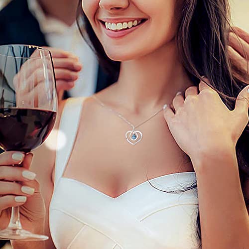 Agvana December Birthstone Jewelry Blue Topaz Necklace For Women Sterling Silver Forever Love Infinity Heart Pendant Necklace Fine Jewelry Anniversary Birthday Gifts For Women Girls Mom #TOP2
