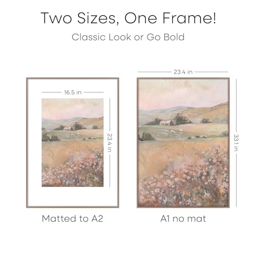 Image of Homeforia A1 Poster Frame Mocha, High End Metal 23.4 x 33.1 inch Large Picture Frames with Mat 16.5 by 23.4 for Photo, A1 Size Frames Matted to A2 Print, 23.4x33.1 Thin Frame, Tempered Glass, Set of 1