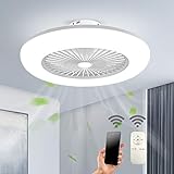 [page_title]-Deckenventilator mit Beleuchtung LED-Licht Einstellbare Windgeschwindigkeit Dimmbar mit Fernbedienung 32W Moderne LED-Deckenleuchte für Schlafzimmer Wohnzimmer Esszimmer,Weiß