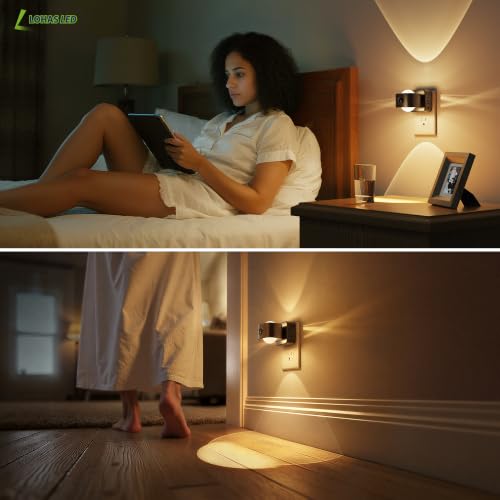 Image of L LOHAS LED Motion Sensor Night Light, Projector Night Lights Plug in Wall | Motion Activated & Light Sensor, 0-150lm Dimmable Nightlight, Rotating Plug in Nightlight for Bathroom Hallway, 1 Pack