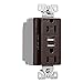 Cooper Wiring TR7755RB-K-L Combination USB Charger With TR Duplex Receptacle, Wire Leads, 12 - 14 AWG, 125 VAC, 15 A