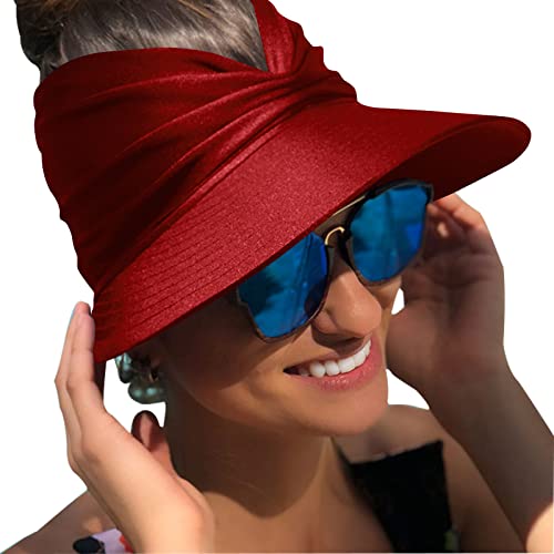 Miniatura 3 de Baynetin Visera Mujer, Anti Uv Gorra, Plegable Sombrero De Playa, Deportiva Protección Uv, Duplica Protección De Piel, Sombrero De Sol Para Juego, Deportivas Para Exteriores Rojo Vino