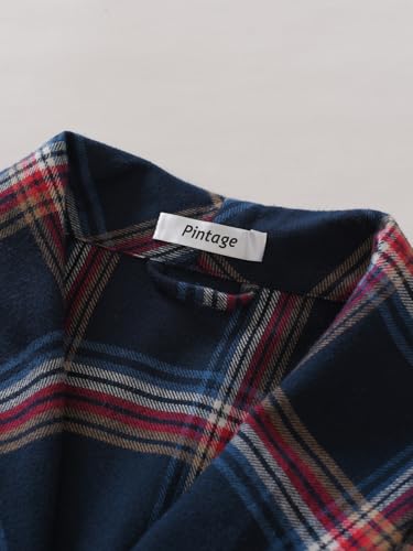 Men's Cotton Flannel Robe Knee Length Plaid Bathrobe3