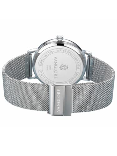 Relógio Feminino De Pulso Minimalista Prateado E Preto Aço Inoxidável 33mm Vanglore 3288b Selecty So