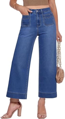 GRAPENT Cropped Jeans for Women Trendy 2026 Wide Leg High Waisted...