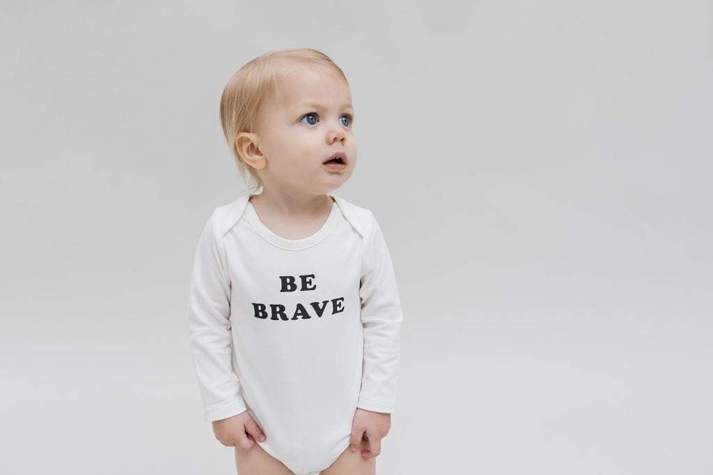 harp's cove Organic Cotton Baby Boy Girl Bodysuit - Long Sleeve Infant Onesie - Be Brave