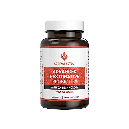 ACTIVATEDYOU Advanced Restorative Probiotic for Daily Use- 30 Strain Digestive Gut Health & Immune Function Support- Acidophilus Supplement for Radiant-Looking Skin (30 Capsules)