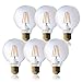 Bioluz LED 6 Pack Clear Dimmable Filament LED G25 Globe 40 Watt Replacement (Uses 4.5 Watts) Warm White (2700K) LED Light Bulb 470 Lumens UL Listed & Great Vanity Bulbs
