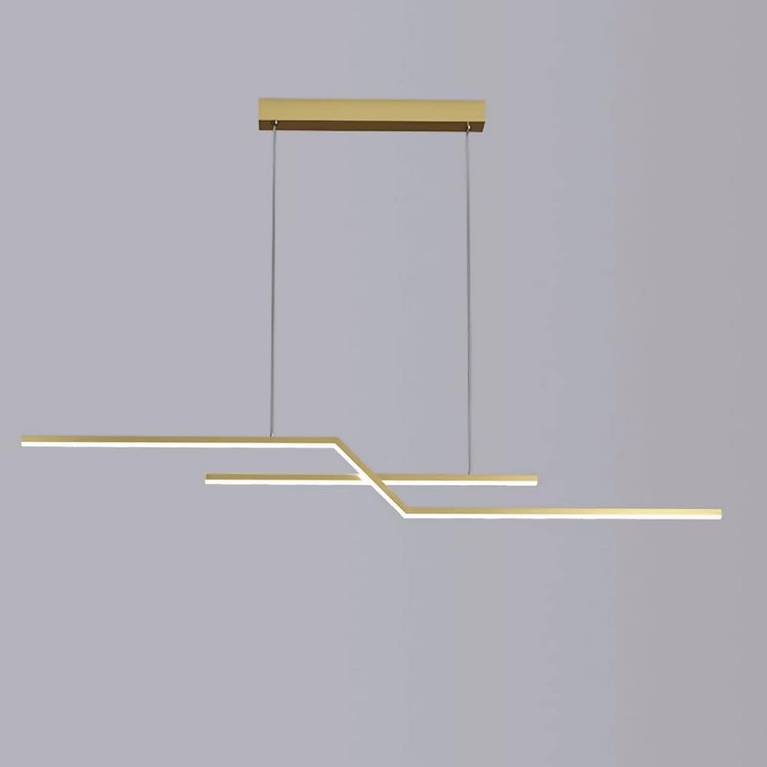 Suspension moderne pour salle à manger : lustre LED linéaire couleur or et noir