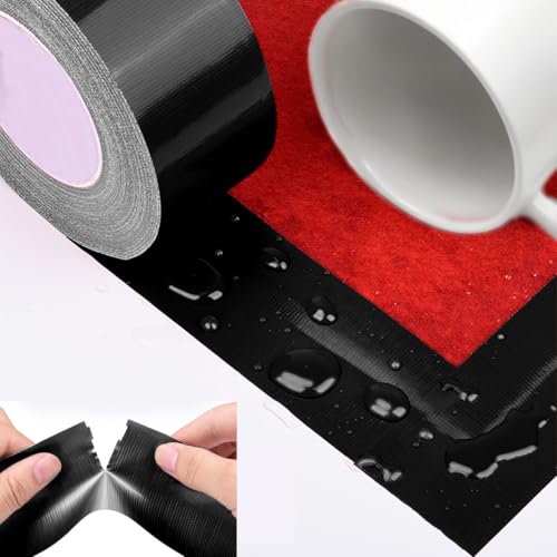 Image of Wide Duct Tape Waterproof Patch Tape Industrial Grade Seal Tape 55 Yards (164 ft), 11.1 Mil Heavy-Duty with Strong Adhesive Backing, (4inches, Black)