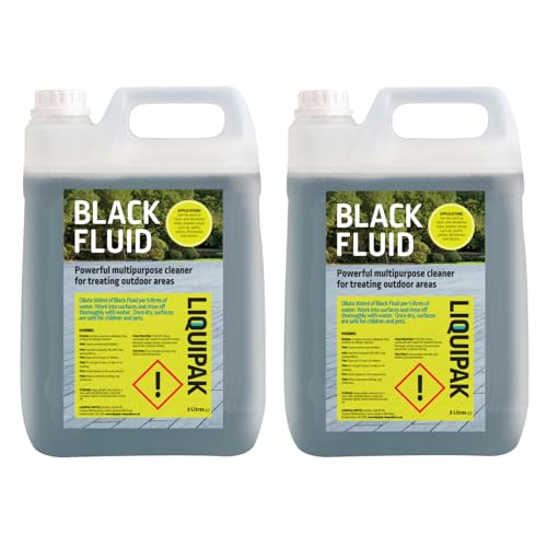 Liquipak Black Fluid 2x5L – Powerful outdoor cleaner for patios, driveways & pet areas. Eliminates odours & bad smells, leaving surfaces fresh, clean & safe.