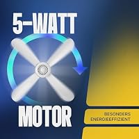 Bestlivings Mobiler Deckenventilator mit Stecker und Schalter, 220V-240V / 5 Watt, Ø40 cm Portabler Decken - Ventilator mit Aufhänger, Energiesparend (Weiß) – Ansicht 4