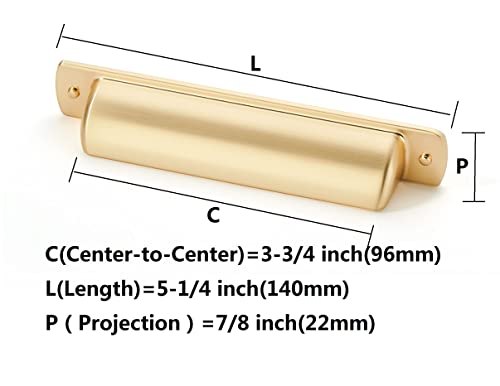 Khtumeware 10 Pack 3-3/4" Drawer Pulls Brushed Gold Cabinet Cup Pulls Kitchen Hardware Cabinet Handles Drawer Handles Knobs 3-3/4 Inch Hole Center #TOP1
