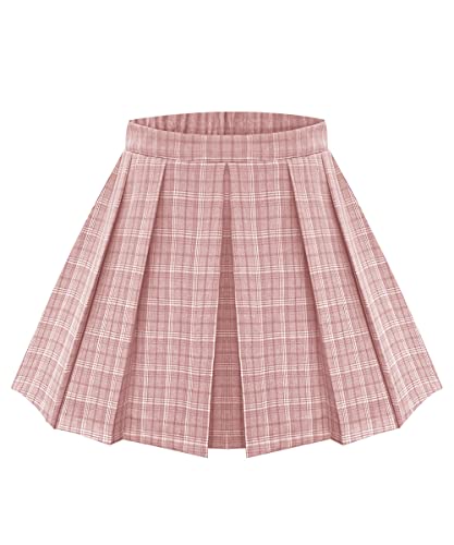 RITERA Plus Size Pleated Skater Skirt, High Waist Mini, Pink Plaid 2XL