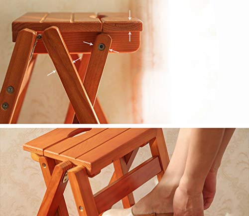 Tabouret double usage et petite échelle 3 étapes en bois pliant - 6