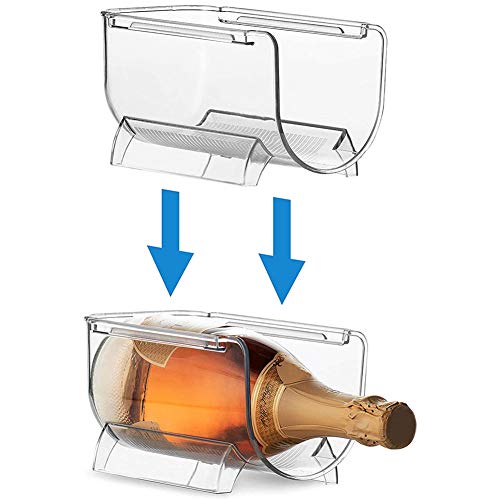 Plastic Free-Standing Water Bottle And Wine Rack Storage Organizer, Stackable Plastic Wine Rack Holder, Free Standing Wine Shelf For Home Kitchen Refrigerator, Bar, Countertop Use #TOP2