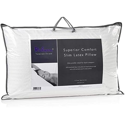 Relyon Superior Comfort Slim Breathable Latex Pillow with a Soft 100% Cotton Cover, White, 1 Count (Pack of 1) Cover