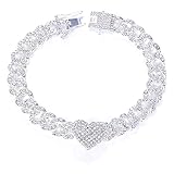 STONEFANS Heart Cuban Link Anklets Bracelet for Women Men Hip Hop Iced Out Cuban Link Ankle Bracelet