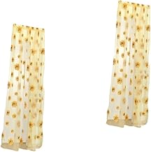 VOSAREA 2 Peças Persianas Transparentes Cortinas Impressas Cortinas Transparentes Cortinas De Janela Cortinas De Voile Cortina De Tule Cortinas Com Babados Tela De Janela Faixa De Babados