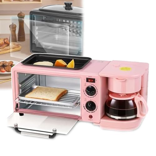 Stazione elettrica per la colazione 3 in 1 (1050 W), macchina per la colazione multifunzionale (forno + padella + caffè), rimovibile e facile da pulire,A