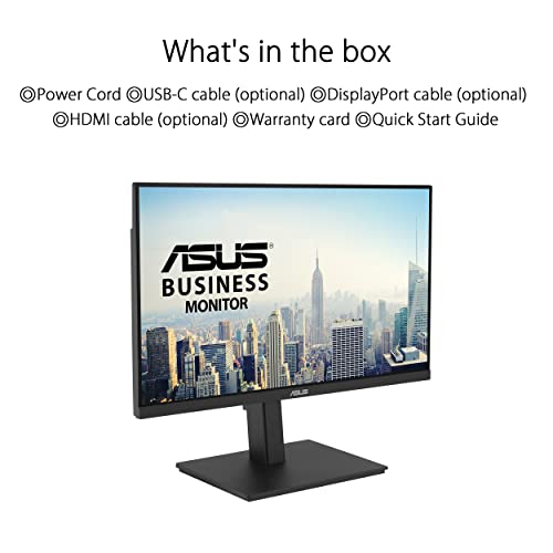 ASUS VA27ECPSN – Moniteur docking 27 pouces, Full HD (1920x1080), IPS, sans cadre,USB-C, RJ45, 75Hz, Adaptive-Sync, haut-parleurs stéréo, faible lumière bleue, design ergonomique, montage mural