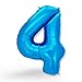 Produktbild FUNXGO Folien-Ballon 4, Helium-Ballon, Luftballon-Zahl, nachfüllbare Riesen-Ballonzahl, Party-Deko zum 4. Geburtstag, Jubiläum, Hochzeit, blau