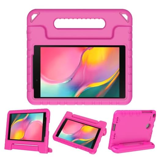 BMOUO Kids Case for Samsung Galaxy Tab A 8.0 2019 SM-T290/T295, Galaxy Tab A 8.0 Case 2019, Shockproof Light Weight Protective Handle Stand Case for Galaxy Tab A 8.0 2019 Without S Pen- Rose