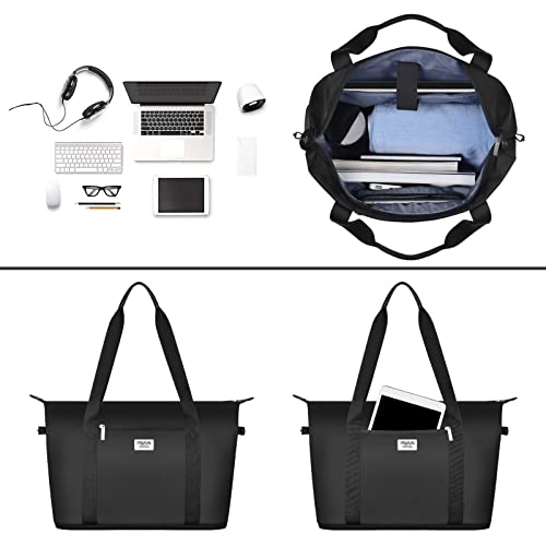 MOSISO Laptop Tote Bag Compatible with MacBook, 17-17.3 inch Notebook and Chromebook, Lightweight Polyester Work Travel Business Briefcase with Adjustable Depth at Bottom & Trolley Belt, Black2