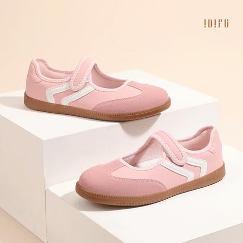 Image of IDIFU Mary Jane Sneakers for Women Retro Fashion Casual Ballet Flats | Lightweight Memory Foam Insole Non-Slip Hook and Loop Spring Tennis Walking Shoes