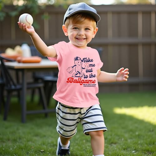 KEKEMI Toddler Boy Girl Baseball Shirts Take Me Out to The Ballgame T Shirt Cute Sport Tees Short Sleeve Tops Summer Clothes3