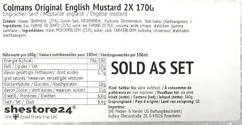 Colmans Original English Mustard Englischer Senf 2X 170G Glas – importiert von Shestore24