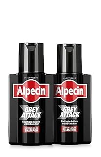 Alpecin Grey Attack Shampoo Colorante Uomo 2x200ml | Colore Capelli Grigi Naturale | Rinforzante Capelli Uomo | Shampoo per Uomini Contro la Caduta Ereditaria