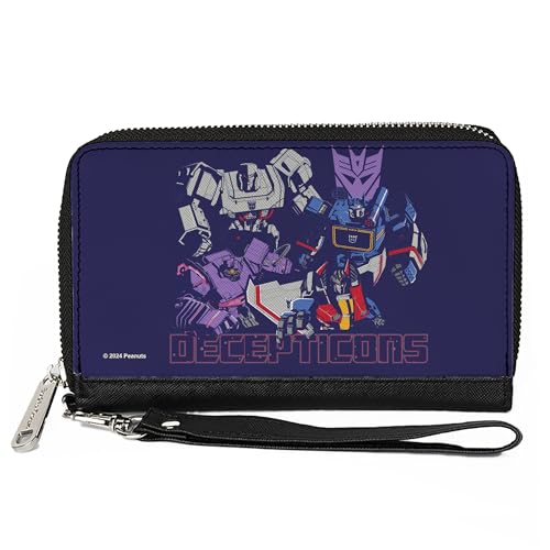 Buckle-Down Transformers Wallet, Bifold, Transformers Decepticons Group Pose and Text Blues, Vegan Leather