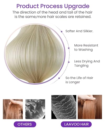 Image of LaaVoo Tape in Extensions Human Hair Bleach Blonde Tape in Hair Extensions Human Hair Invisible Tape on Hair Extensions Soft Hair 20inch 20pcs /50g