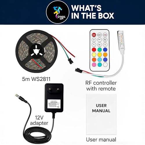 Image of Colourful RGBIC LED Strip 5m | 60 LEDs /m | 68 Dynamic Modes | RF Remotr Control | Black PCB | Backlight | Truly for Gamers | Lighting Strip (RF Remote Control)