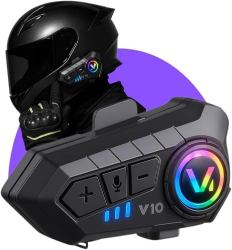 Fone Bluetooth Y10 para Capacete de Moto, IPX6 à prova d’água, Bl...