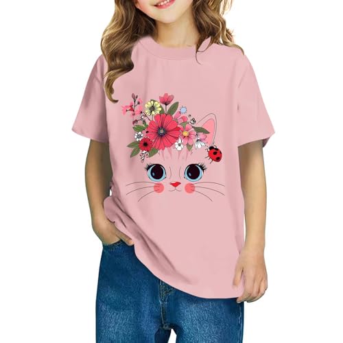 Toddler Kids Boys Girls Cotton Cute Cat Floral Pet Wildflower Flowers Cat Girls T-Shirt2