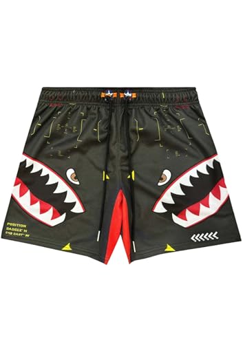 Men's Quick Dry Athletic Print Shorts Gym Mesh Stretch Activewear Elastic Waist Basketball Graphic Streetwear with Pockets