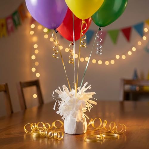 Moretreat Aluminum Foil Balloon Weights for Parties (24 pcs) - 0.31lb (140g) Each - Premium Balloon Anchors for Birthday, Wedding, Dinner, Indoor & Outdoor Decorations(White 24pcs) by Moretreat - Used condition - Image 6